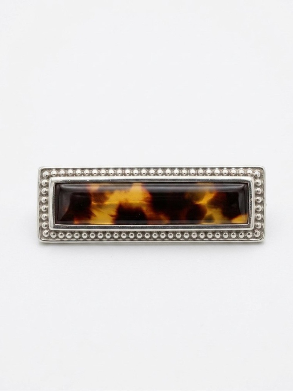 Vintage Napier Silver Rectangular Faux Tortoiseshell Accent Pin